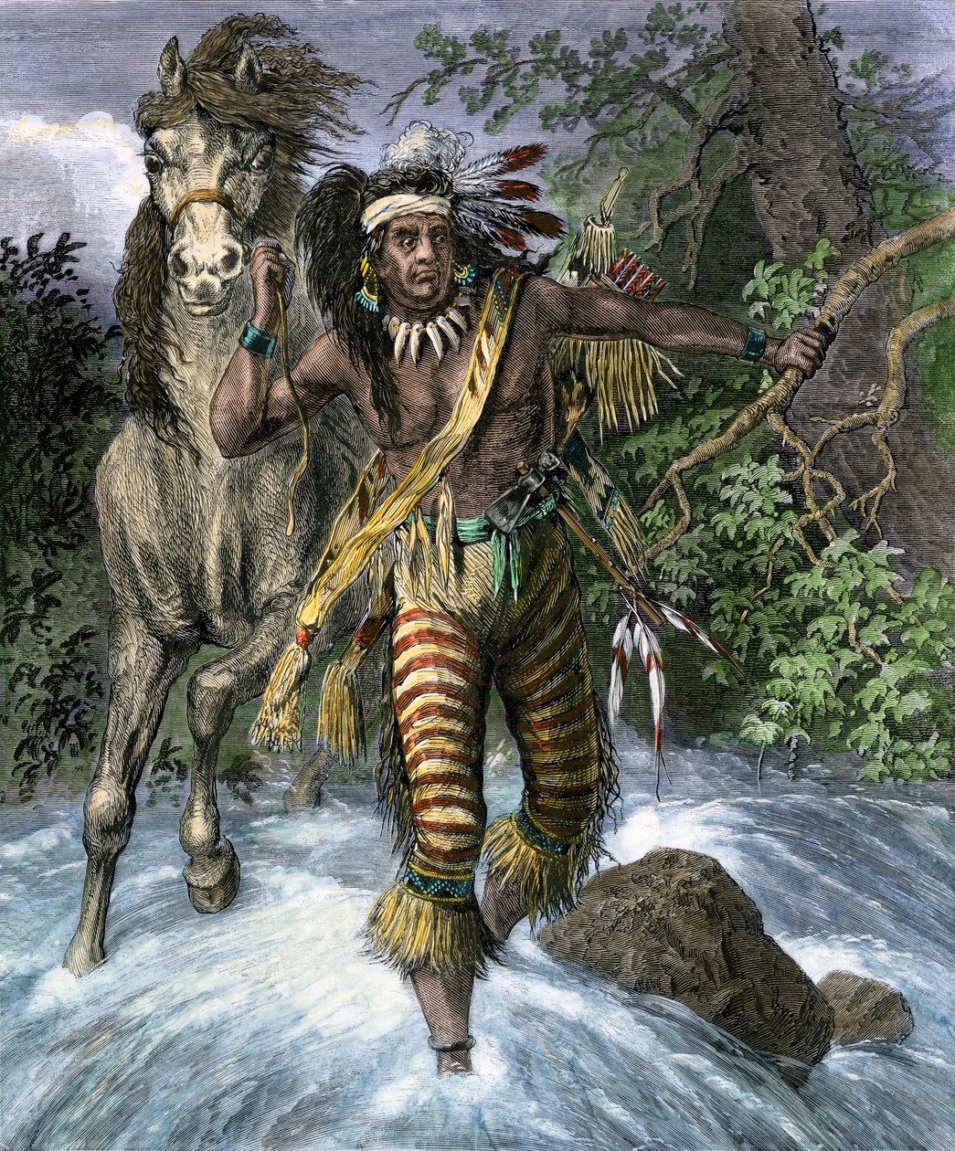 Původní obyvatelstvo Ameriky: Indiáni. Sedící býk nebo indiánské jméno Thathanka Iyothanka nebo Tatanka Yotanka nebo Tatanka Iyotake ("Sedící Taurus" nebo "Odpočívající Taurus"). od Unbekannter Künstler