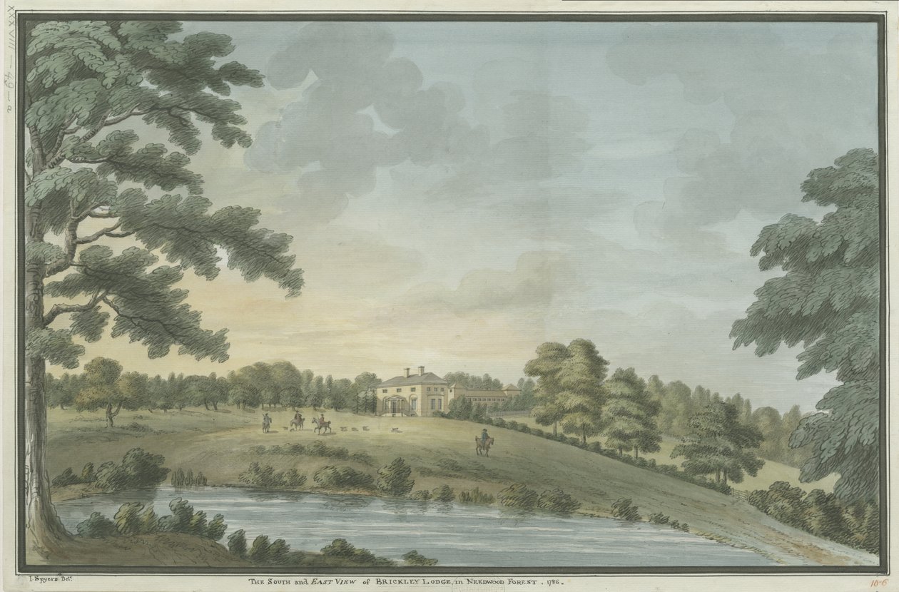 Needwood - Brickley Lodge: malba vodovými barvami, 1786 od Unbekannt