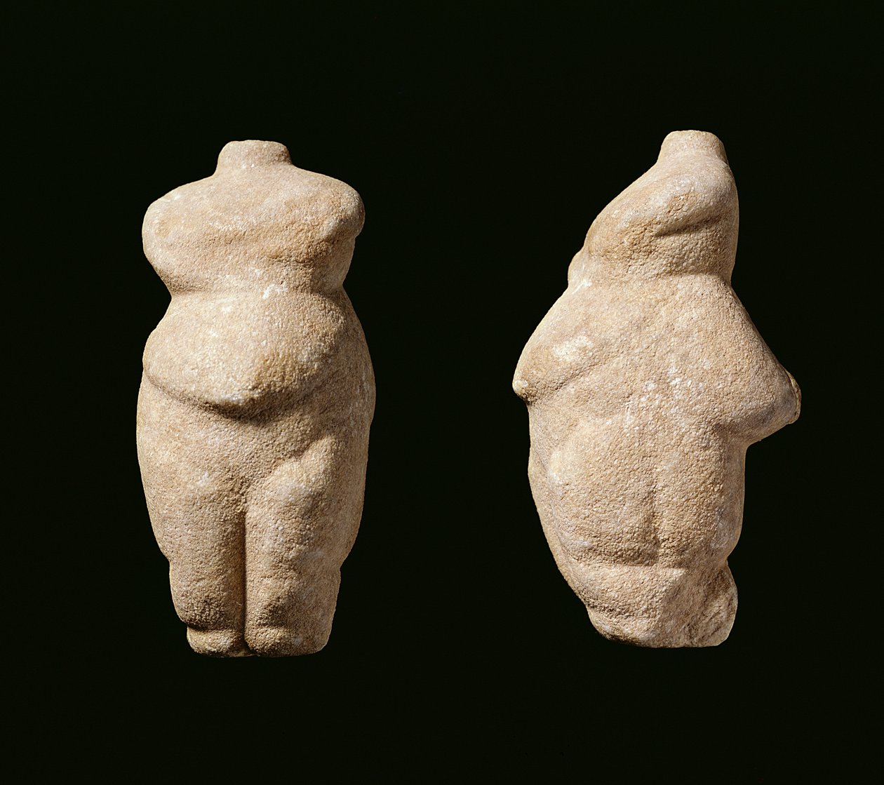 Neolitická Steopagus Lady, čelní a boční pohled, Avaritsa (Meliteia) v Thesálii, Řecko, 6000-5200 př.nl (mramor) od Unbekannt