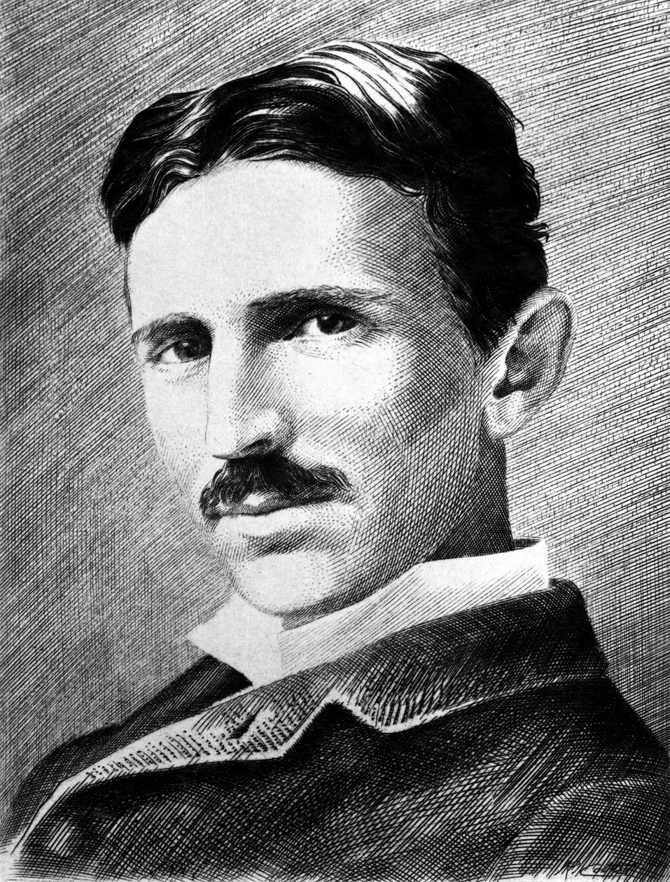 Nikola Tesla, chorvatský srbský inženýr, fyzik a vynálezce, c 1885 od Unbekannter Künstler
