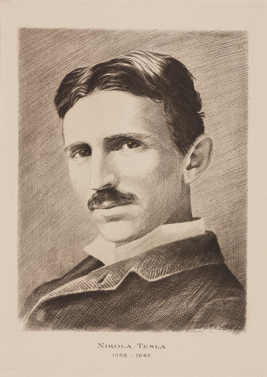 Nikola Tesla, chorvatský srbský inženýr, fyzik a vynálezce, c 1885 od Unbekannt
