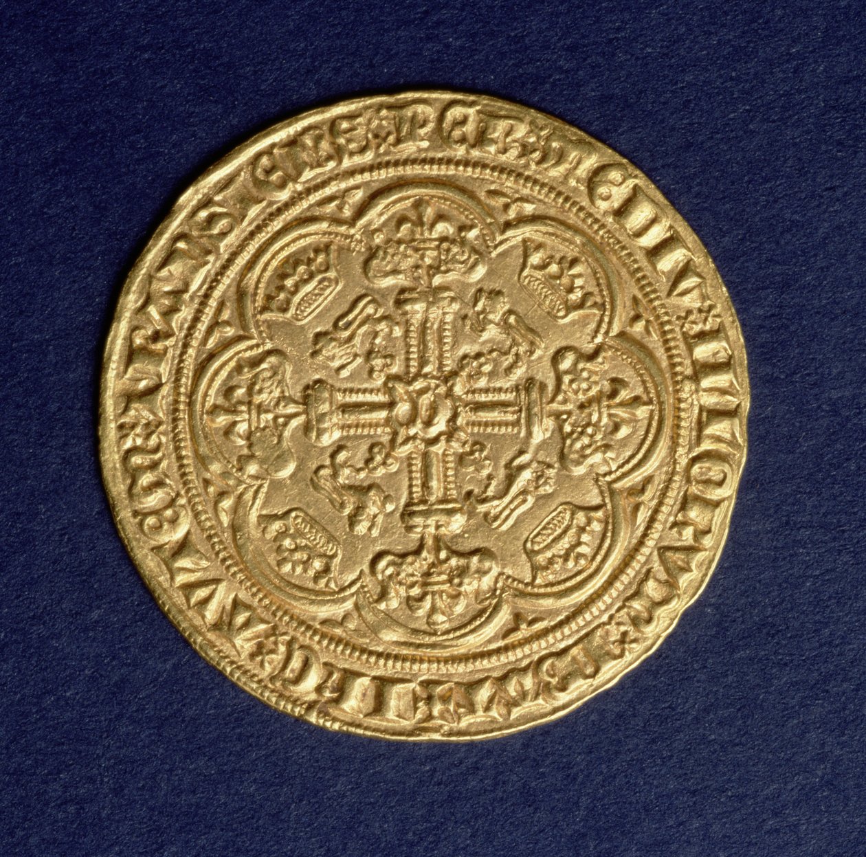 Noble of Edward III (1312-77), rub s křížovým vzorem, mincovna Calais, zavedena 1344 (zlato) (pro avers viz: 110161) od Unbekannt