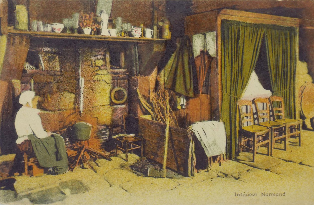 Normanský interiér, počátek 20. století (pohlednice) od Unbekannter Künstler