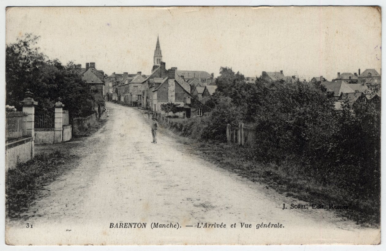 Normandie, Manche (50): pohled na město Barenton - pohlednice z roku 1910 od Unbekannt