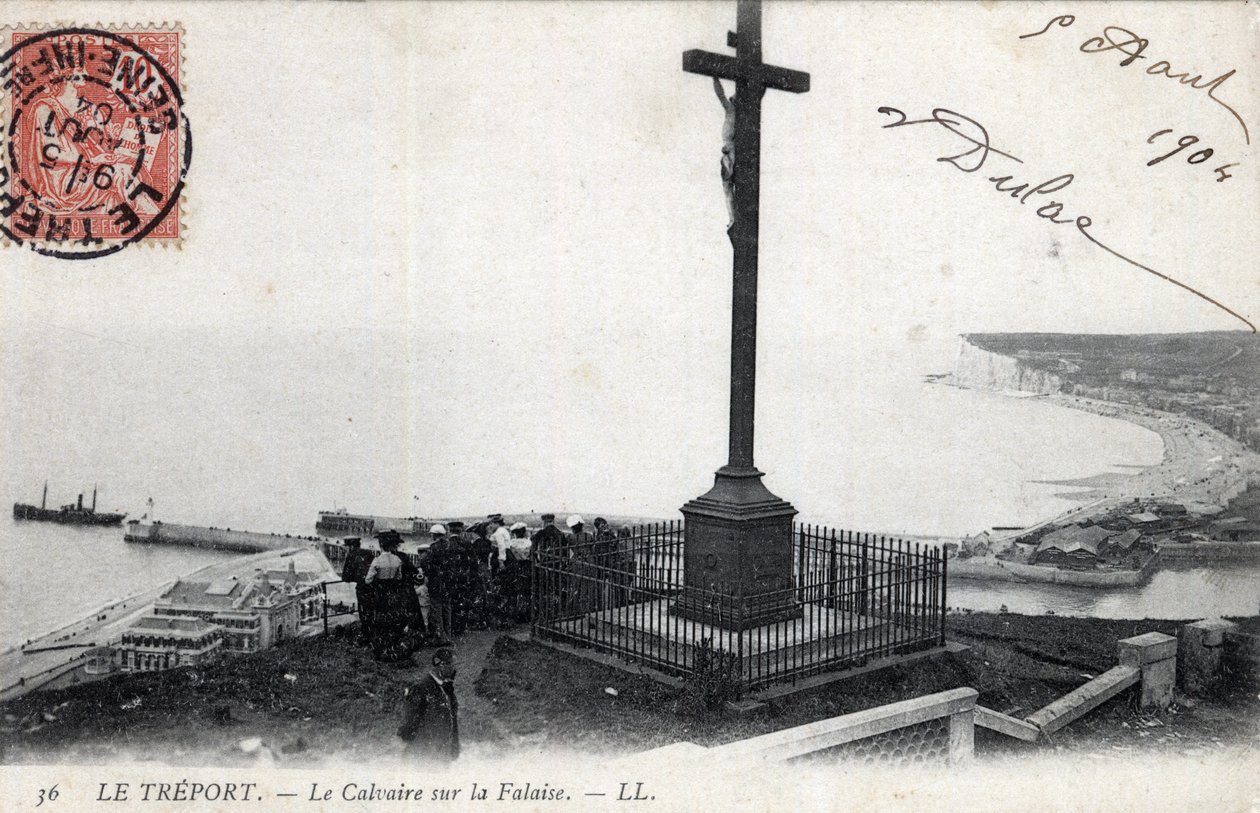 Normandie, Seine Maritime (76), Treport: Kalvárie na útesu - Pohlednice z roku 1904 od Unbekannt
