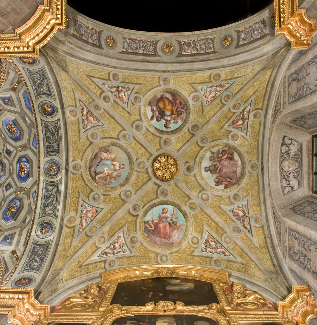 Severní transept první západní rozpětí, Vault a cruise, Katedrála Santa Maria Assunta, Duomo, Cremona, Lombardie, Itálie (foto) od Unbekannt