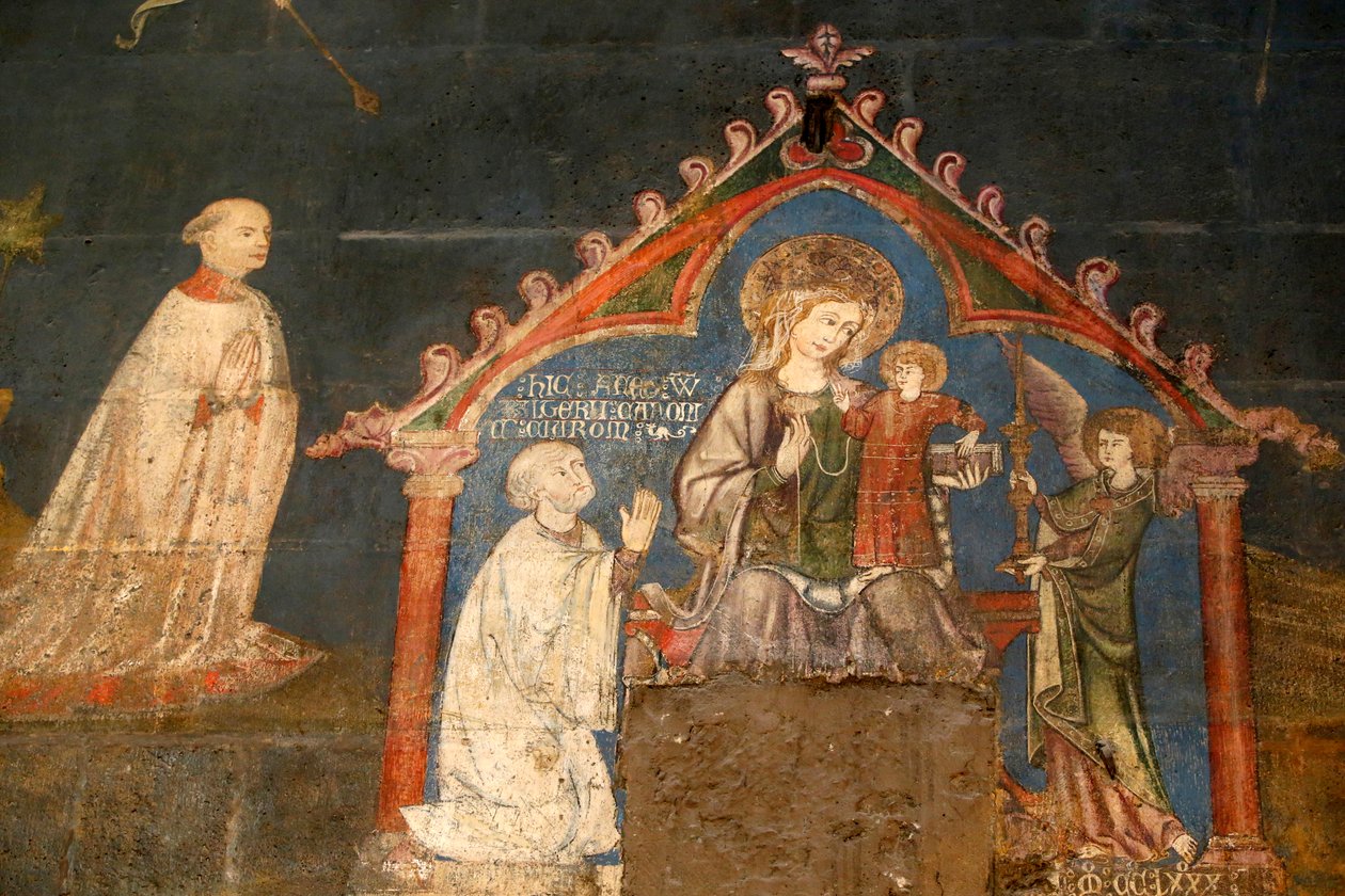 Katedrála Notre Dame de Clermont, Clermont-Ferrand, Francie, kaple svatého Jiří (konec 13. století), detail fresky   (fotografie) od Unbekannt