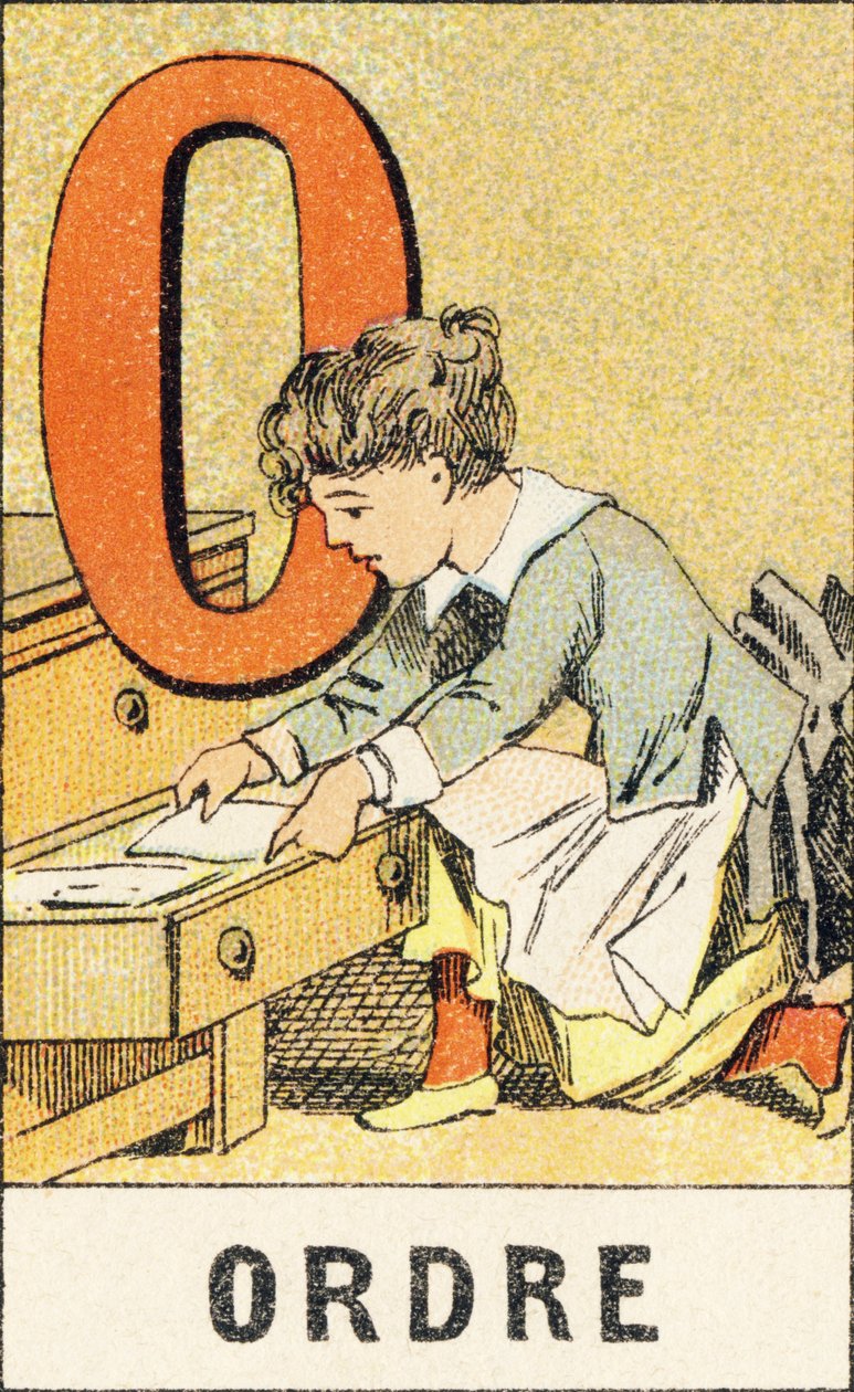 O: Order - Rytina převzatá z ABCD malých dívek. Pellerin & Cie, tiskárna-nakladatel, Epinal, kolem 1890. Serie A. Rozměry: 19 x 13,5 cm. od Unbekannt