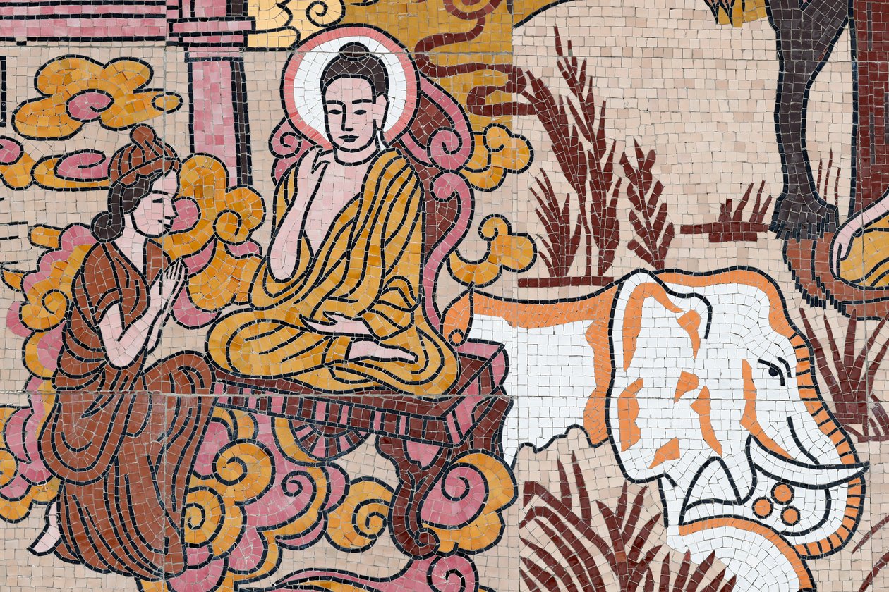Ong Nui buddhistická pagoda, Nástěnná freska, Život Buddhy, Quy Nhon, Vietnam, 2019 (foto) od Unbekannt