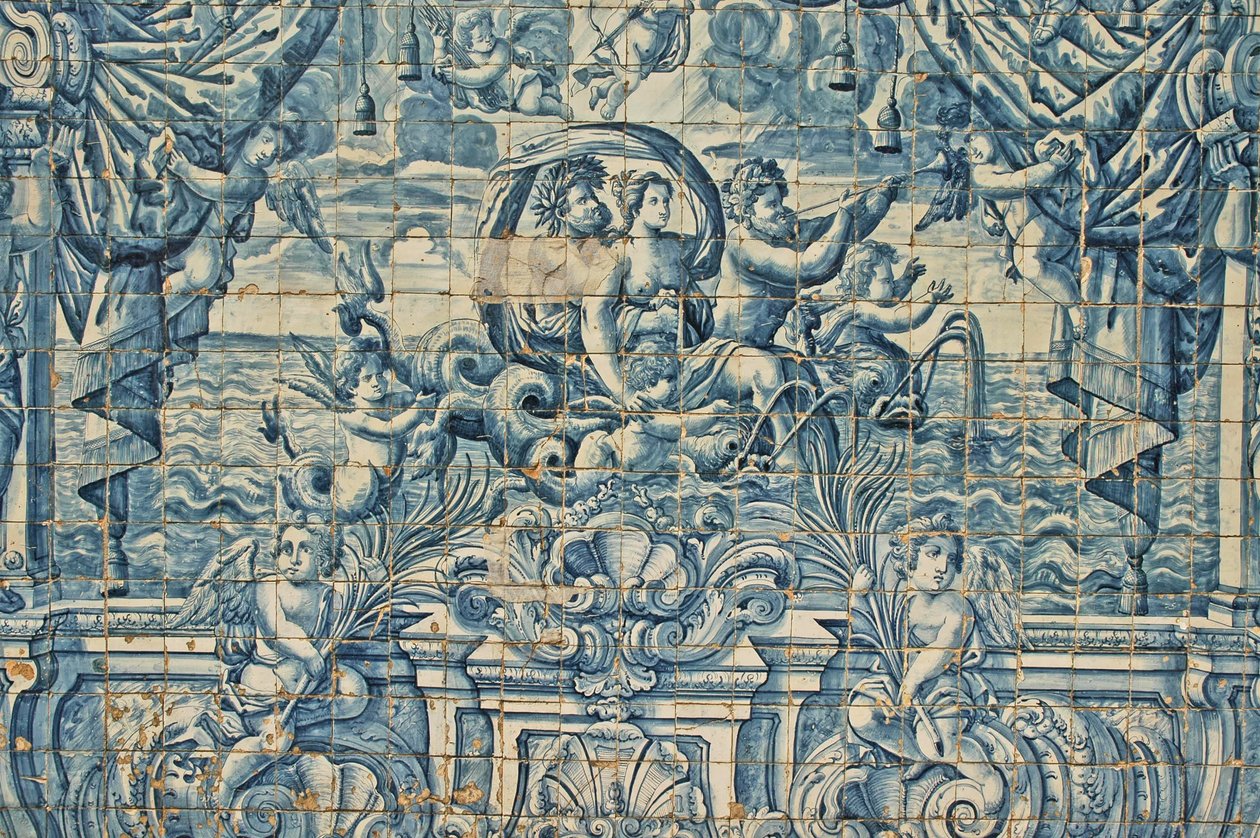 Porto, katolická katedrála Se (originál. 12. století), azulejos, ručně malované modré dlaždice od Unbekannter Künstler