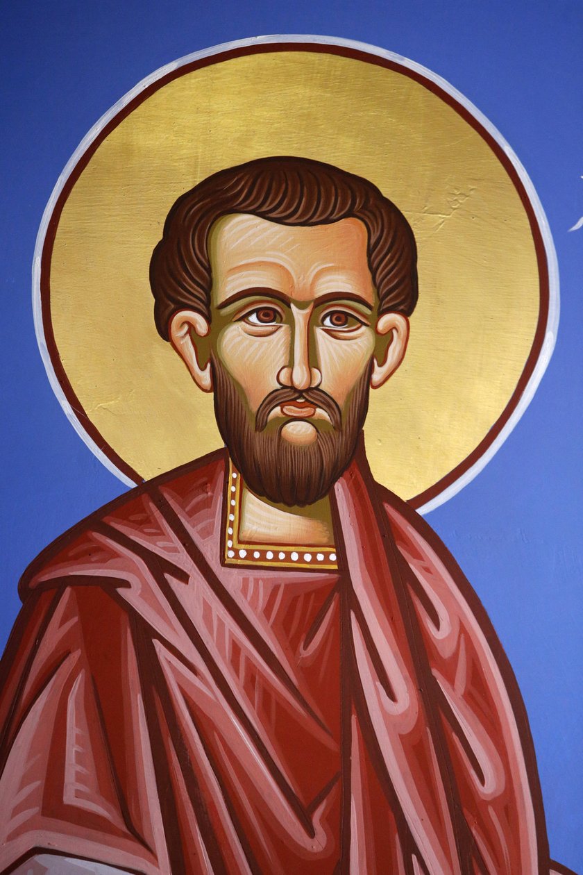 Pravoslavná církev v Pedoulas, Kypr. Freska Saint Cosmas, 20150510, Pedoulas, Kypr od Unbekannt