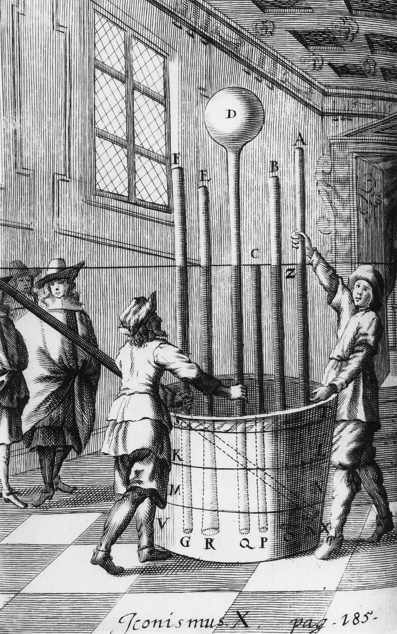 FYZIKA, EXPERIMENTY, PŘED 1800 Torricelliho experiment s barometrem od Unbekannt