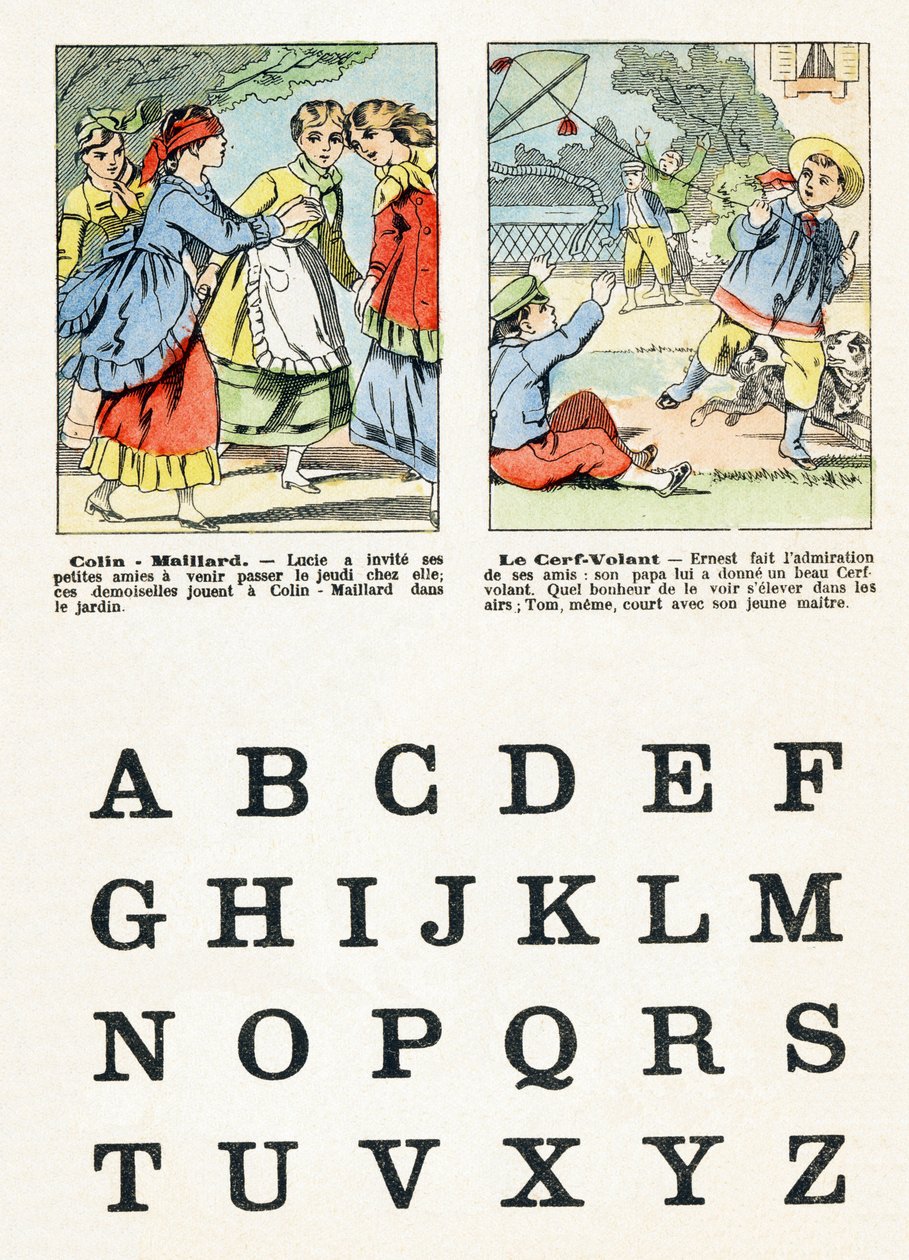 Strana 1 - Dětské hry: Colin Maillard, drak - Abeceda - Zábava pro děti - Epinal snímky, populární seriál, kolem roku 1890 od Unbekannt