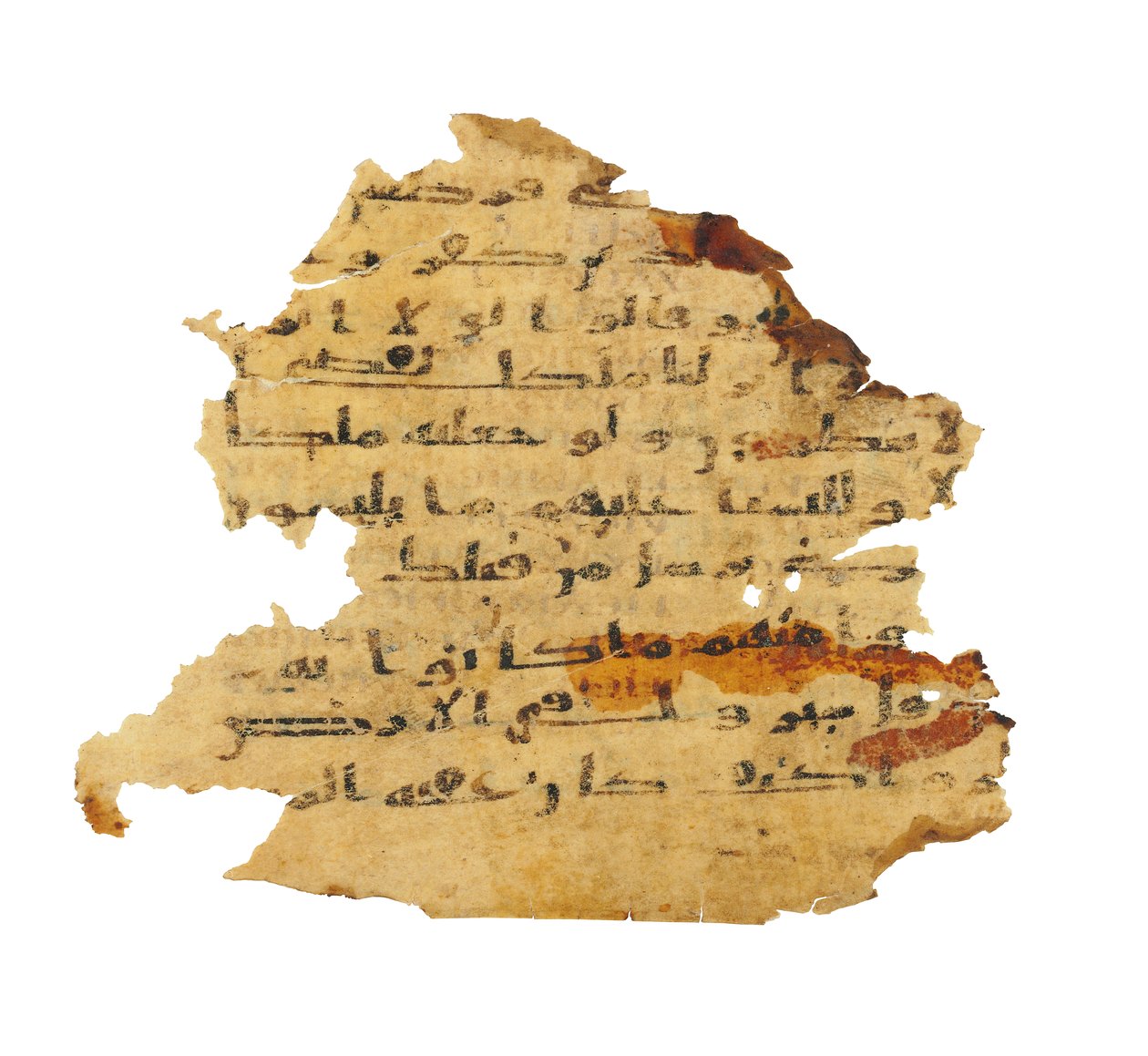 Stránka z nezaznamenaného koránského palimpsestu zkopírovaného na starší koptskou bibli, pravděpodobně Egypt, kolem 8. století (inkoust na pergamenu) od Unbekannt
