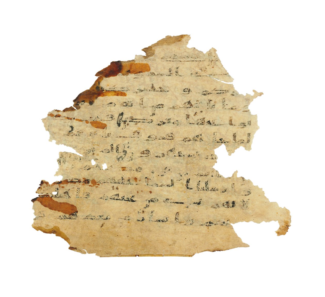 Stránka z nezaznamenaného koránského palimpsestu zkopírovaného na starší koptskou bibli, pravděpodobně Egypt, kolem 8. století (inkoust na pergamenu) od Unbekannt
