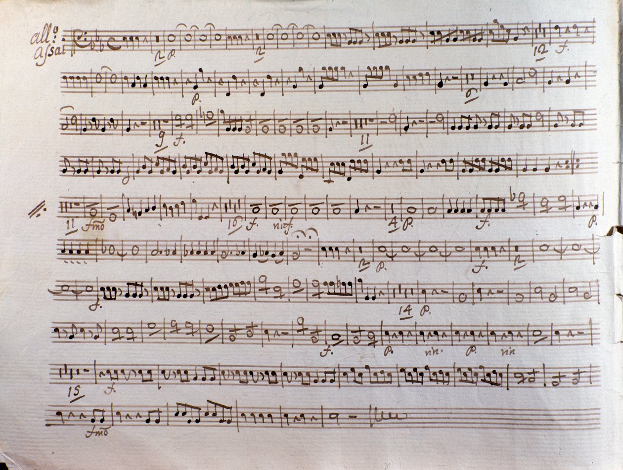Strana hudební partitury Sinfonia concertante od Pleyela od Unbekannter Künstler