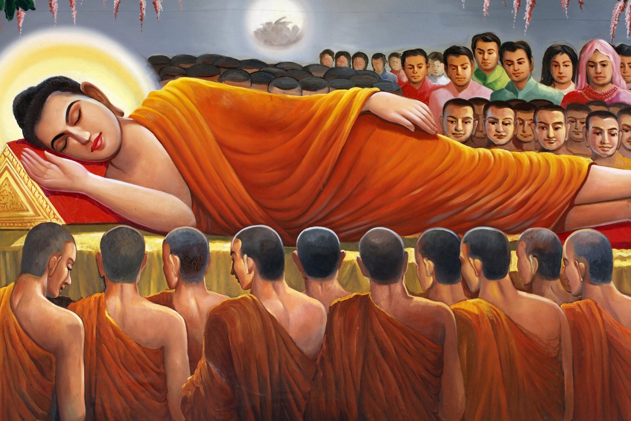 Obraz zobrazující ležícího Buddhu ve Wat Toul Tompong Phnom Penh Cambodge od Unbekannt