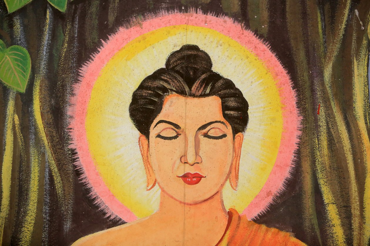 Obraz zobrazující životní příběh Buddhy Šákjamuniho. Wat Naxai. Vientiane. Laos./Naxai. Vientiane. Laos, 20151106, Vientiane, Laos od Unbekannt