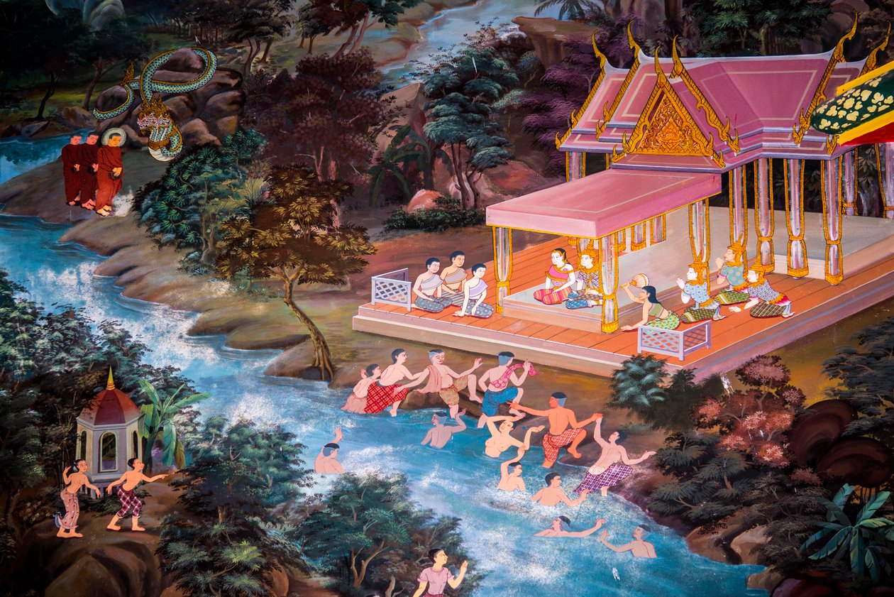 Obrazy vesnických scén s Buddhou v Thajsku, Wat bang riang, Thub Pat/ Obrazy, Wat bang riang, Thub Pat, Phang Nga, Thajsko, Asie (foto) od Unbekannter Künstler