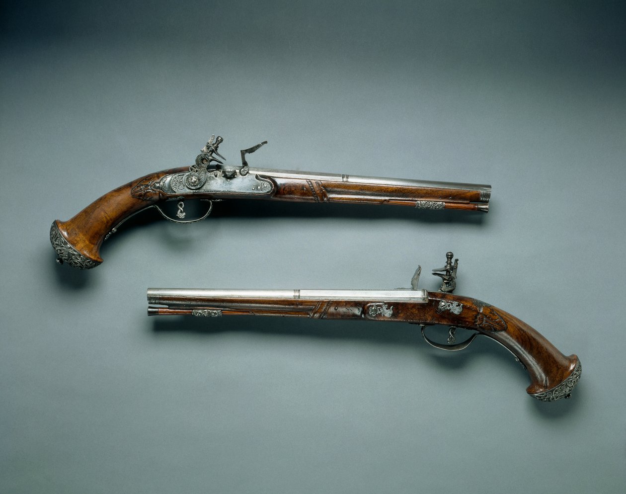Pár křesadlových pistolí, výrobce sudů Lazarino Cominazzo, výrobce zámků Gio Borgognone, kolem 1690-1700 od Unbekannt