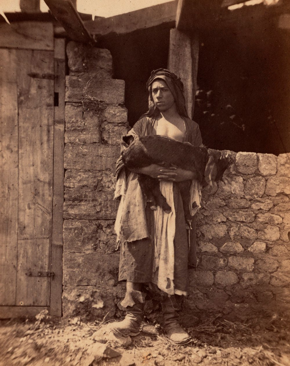 Patre z Libanonu s dítětem. Fotografie Charlese Lallemanda (1826-1904) v knize "Sýrie, kostýmy, cesty a krajiny". 1865. Soukromá sbírka. od Unbekannter Künstler