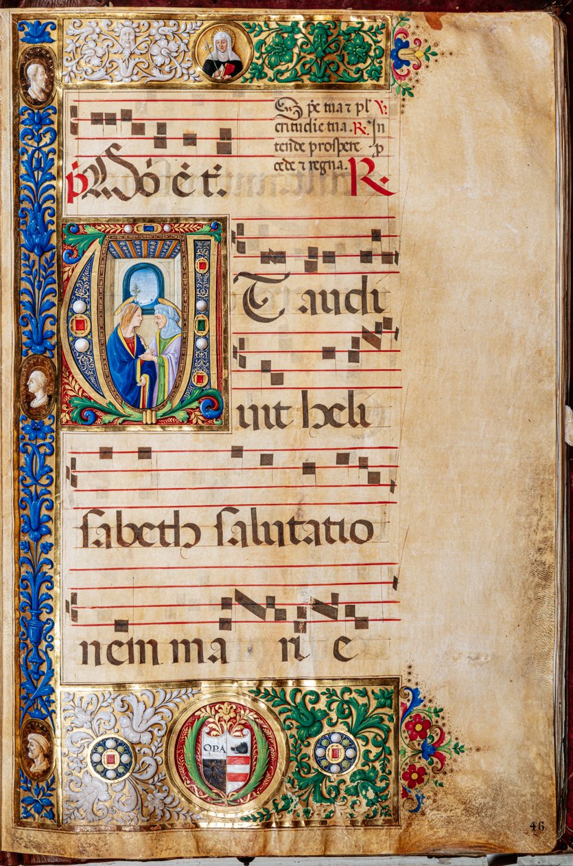 Piccolomini Library: Choir Book, cod. 14.P., násl. 46r se „St. Alžběty od Giovanniho di Giuliana Boccardiho, známého jako Boccardino starší. od Unbekannter Künstler