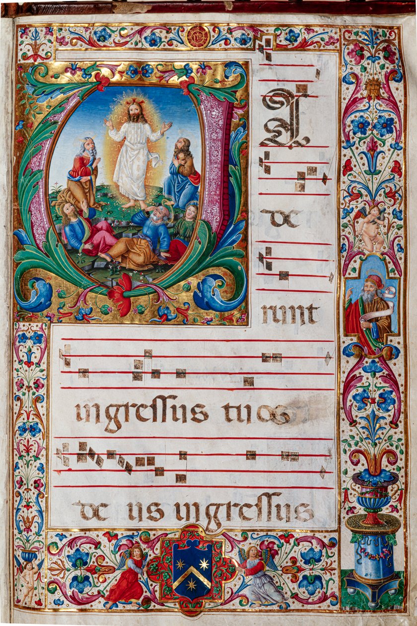 Knihovna Piccolomini: sborová kniha, treska. 29,13, násl. 30r s „Transfiguration“, od florentského iluminátora. od Unbekannter Künstler