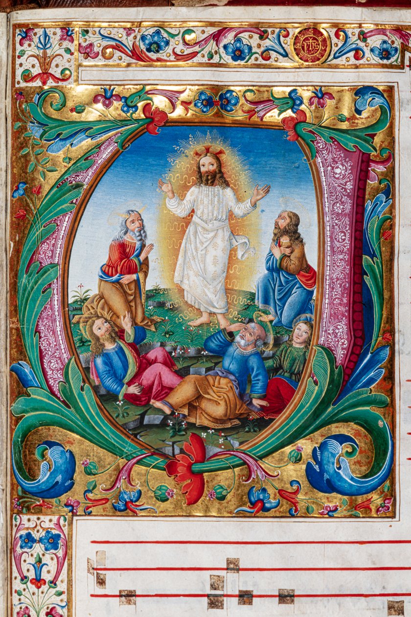 Knihovna Piccolomini: sborová kniha, treska. 29,13, násl. 30r s „Transfiguration“, od florentského iluminátora. Detail. od Unbekannter Künstler
