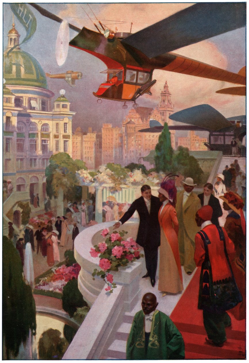 Letadla v budoucnosti. (Ilustrace, cca 1910) od Unbekannter Künstler