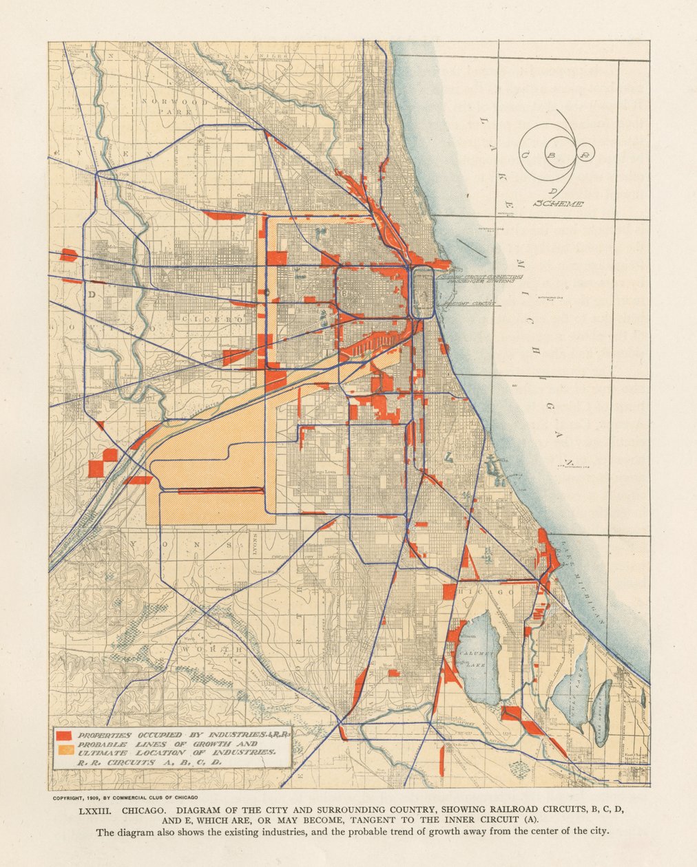 Deska LXXIII z Plan of Chicago od Unbekannt