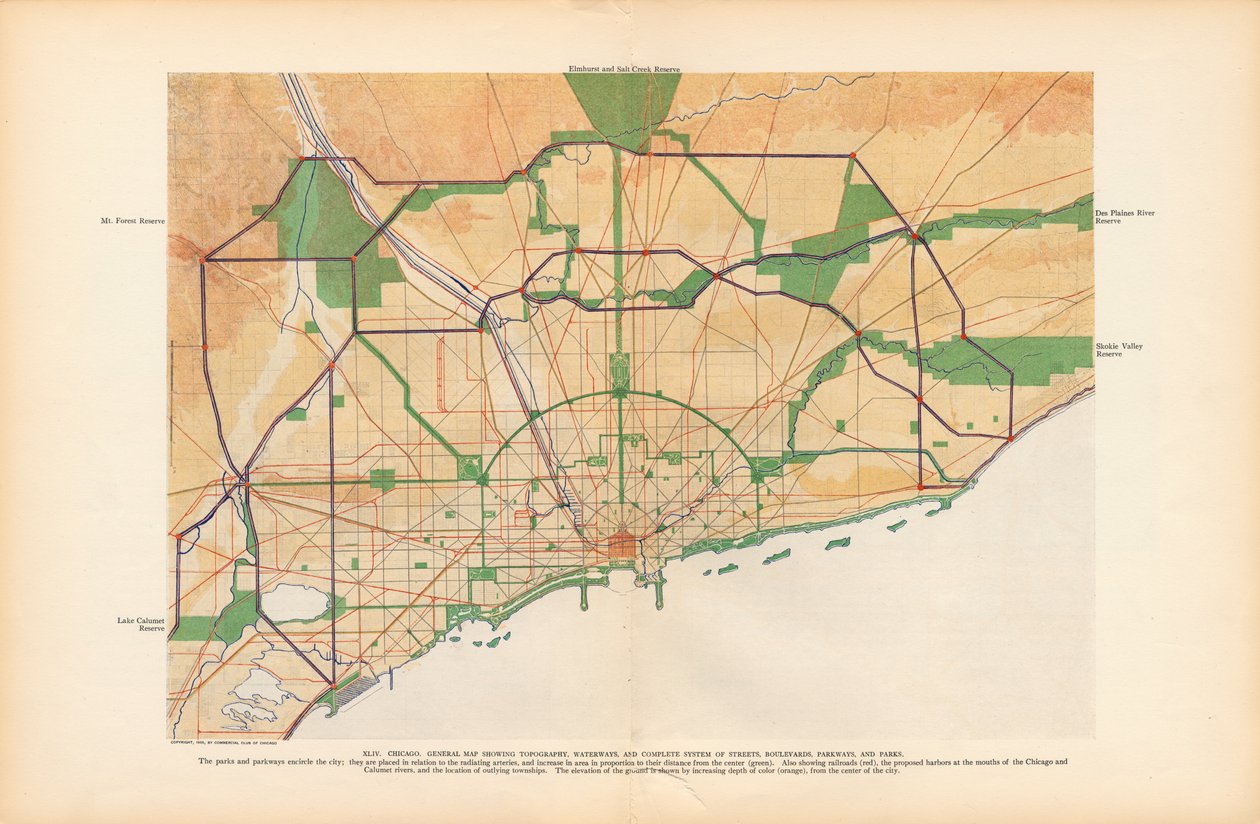Deska XLIV z Plan of Chicago od Unbekannt