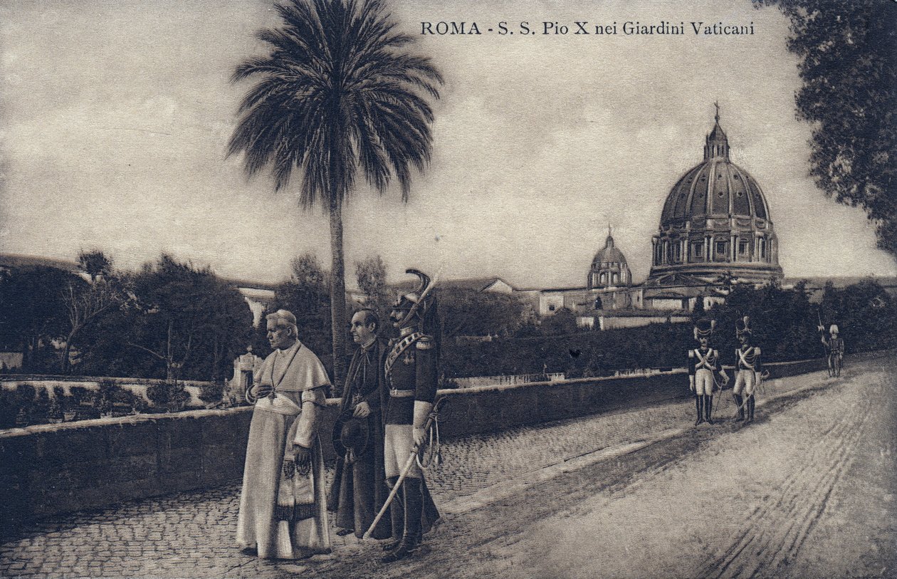 Papež Pius X. (1835-1914) procházející ulicemi Říma - Pohlednice 1903-1914 od William M. Timlin