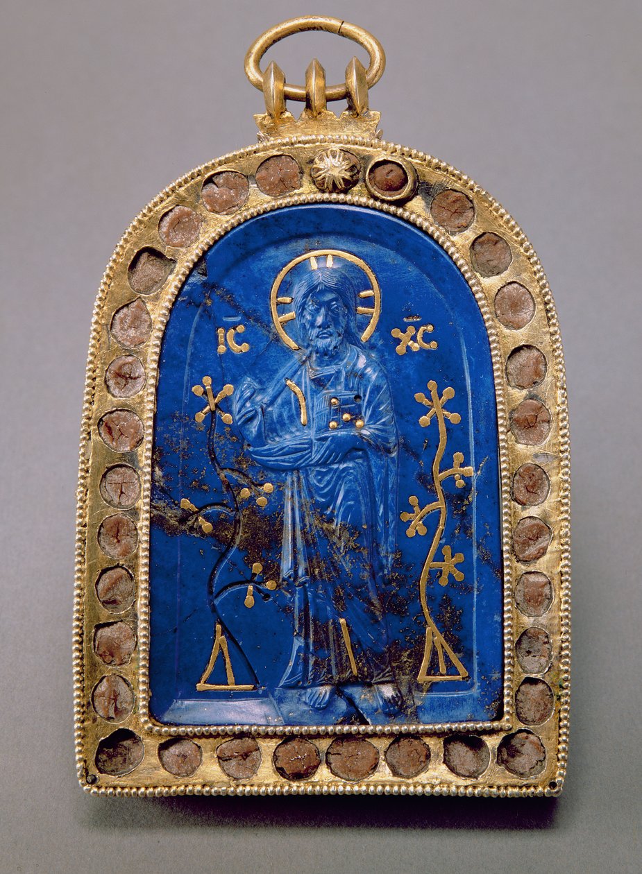 Přenosná ikona, pravděpodobně středověká (lapis lazuli) od Unbekannt