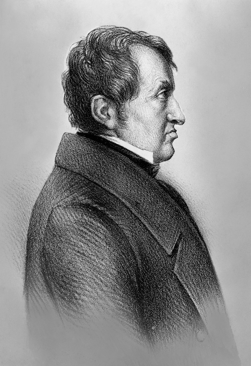 Portrét Andre-Marie Ampere (1775-1836), francouzský fyzik, matematik a jeden ze zakladatelů vědy o klasickém elektromagnetismu od William M. Timlin