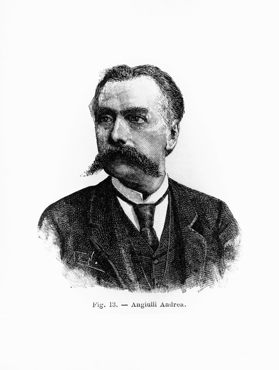 Portrét Andrea Angiulli (1837-1890), italský filozof a pedagog, rytina od J.B. and Brown J. Rowbotham