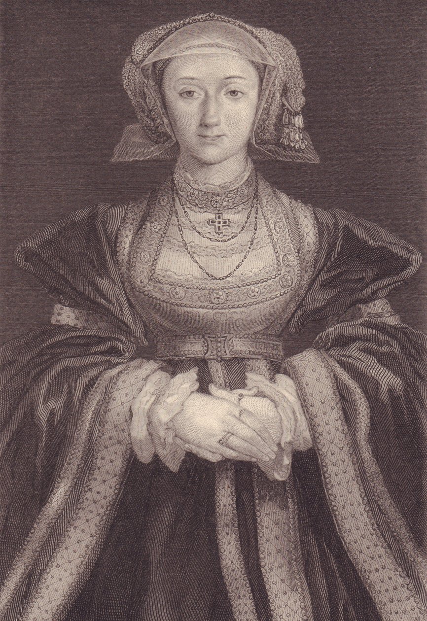 Portrét Anny z Cleves (1515-1557), královny Anglie, rytina od William M. Timlin