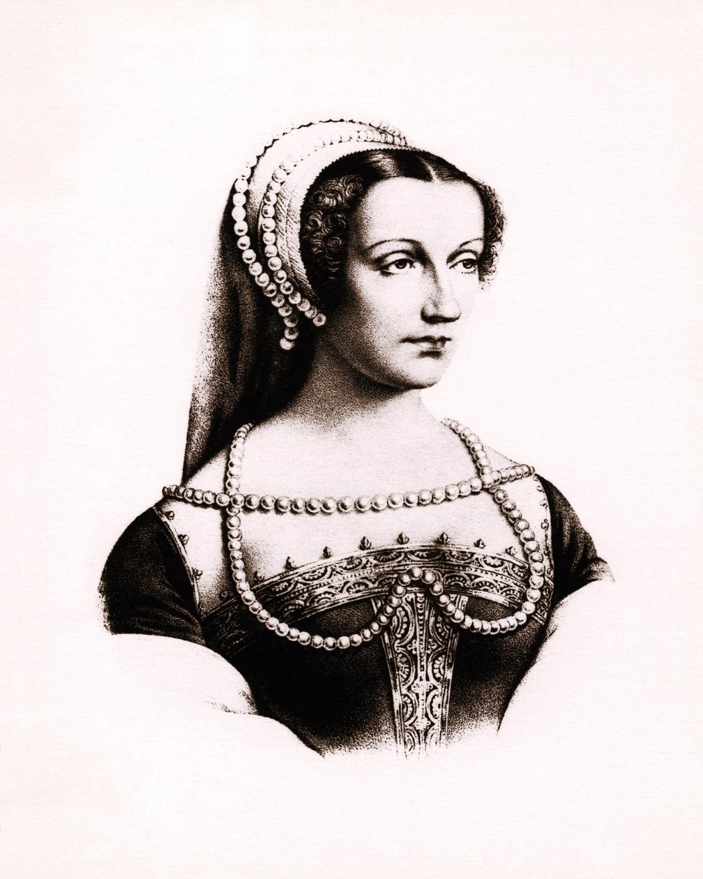 Portrét francouzské královny Claude de France (1490-1524), rytina, sd. od Unbekannter Künstler