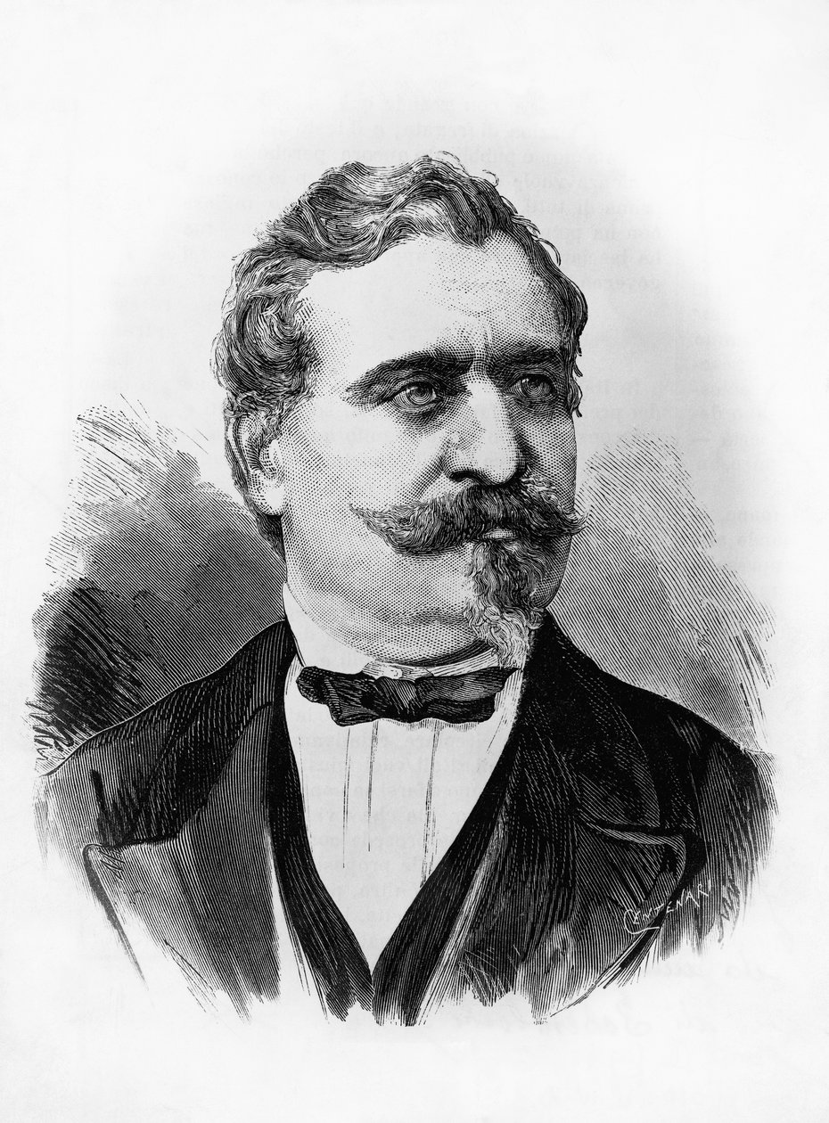 Portrét Giovanniho Pratiho (1815-1884), italského básníka a politika, rytina Centenari podle fotografie Michele Schemboche (aktivní cca 1856-1906) od William M. Timlin