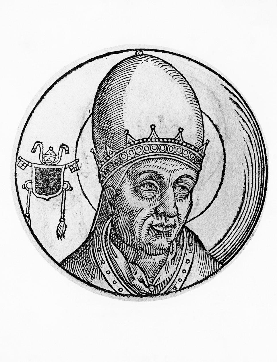 Portrét Jana III. (zemřel 574), 61. papež katolické církve z roku 561, rytina od William M. Timlin