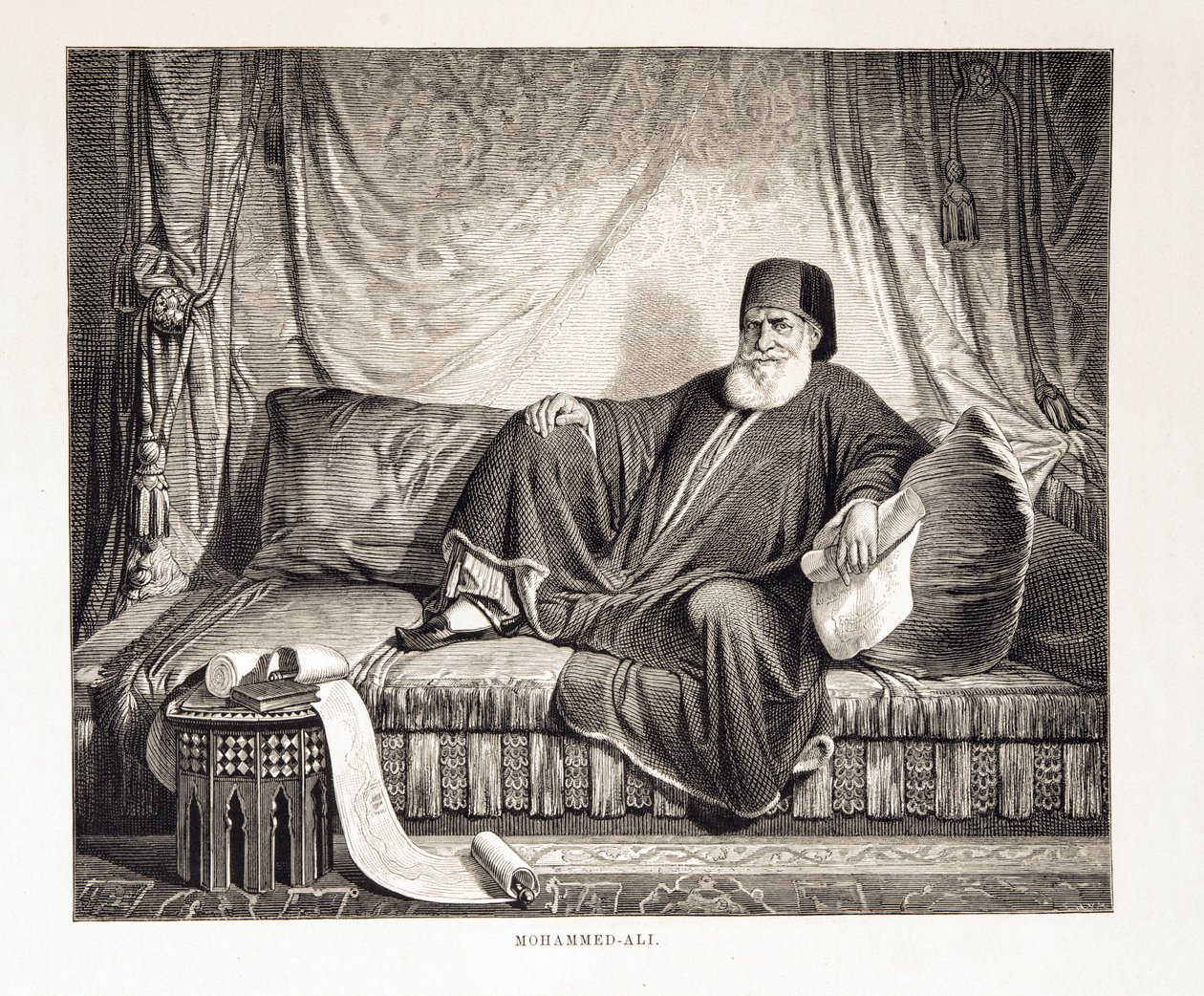 Portrét Mehemeta Aliho (1769-1849) vicekrále Egypta Ilustrace z Atlasu Egypta od Unknown