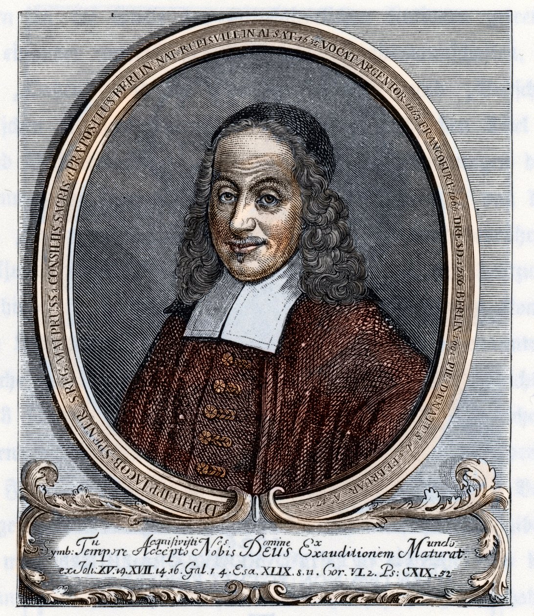 Portrét Philippa Jacoba Spenera (Philippe Jacques Spener) (1635-1705) luteránský teolog, zakladatel pietismu Rytina z knihy "Germania" od Johannese Scherra 1880 Soukromá sbírka od Unbekannter Künstler