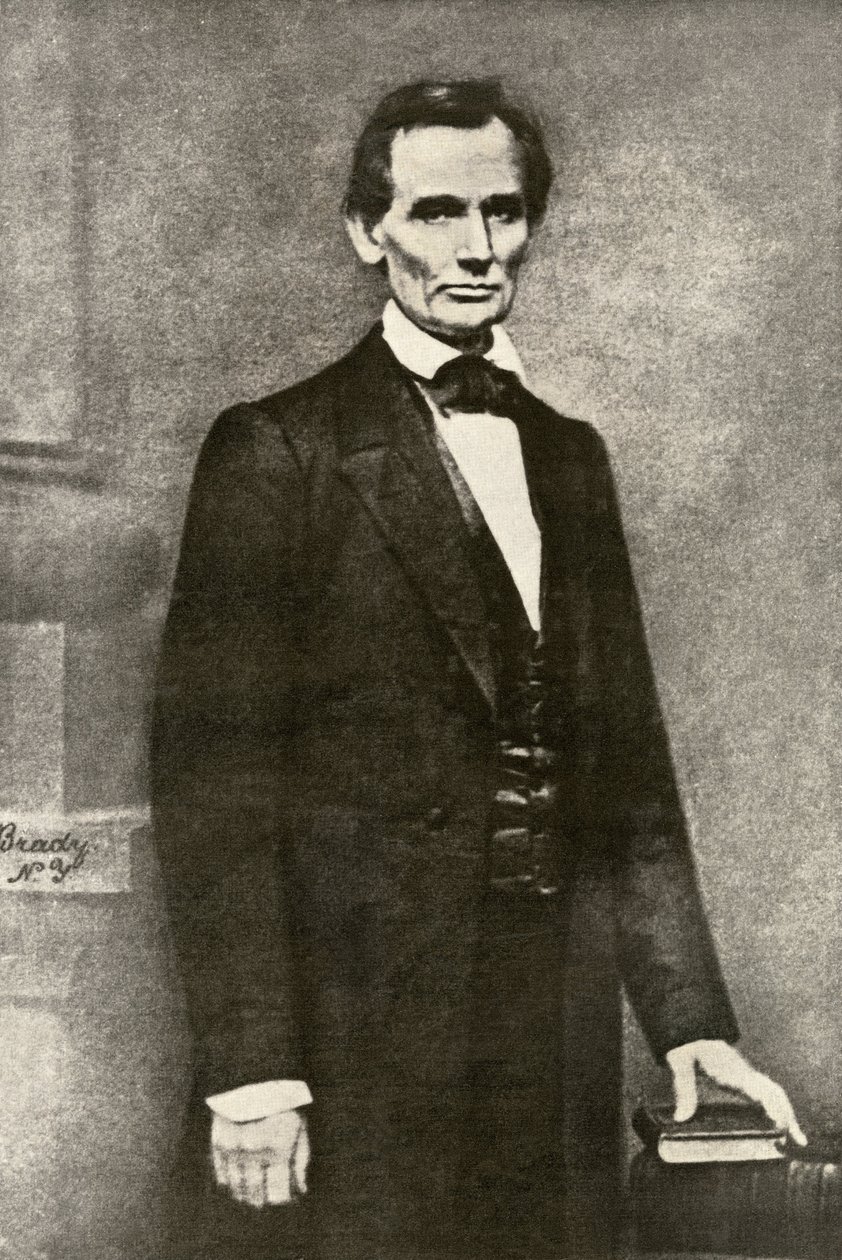 Portrét prezidenta Abrahama Lincolna (1809-1865). Reprodukce fotografie Matthewa Bradyho. od Unbekannter Künstler