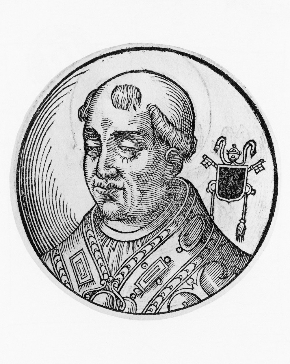 Portrét svaté Agatho (575-681), 79. papeže katolické církve z roku 678, rytina od William M. Timlin