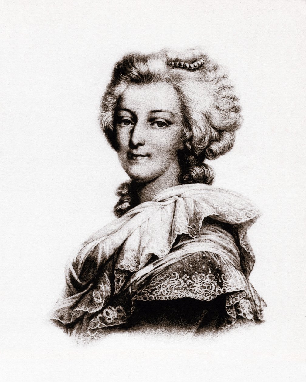 Portrét francouzské královny Marie Antoinetty Rakouské (1755-1793) Rytina z 19. století od Unbekannter Künstler