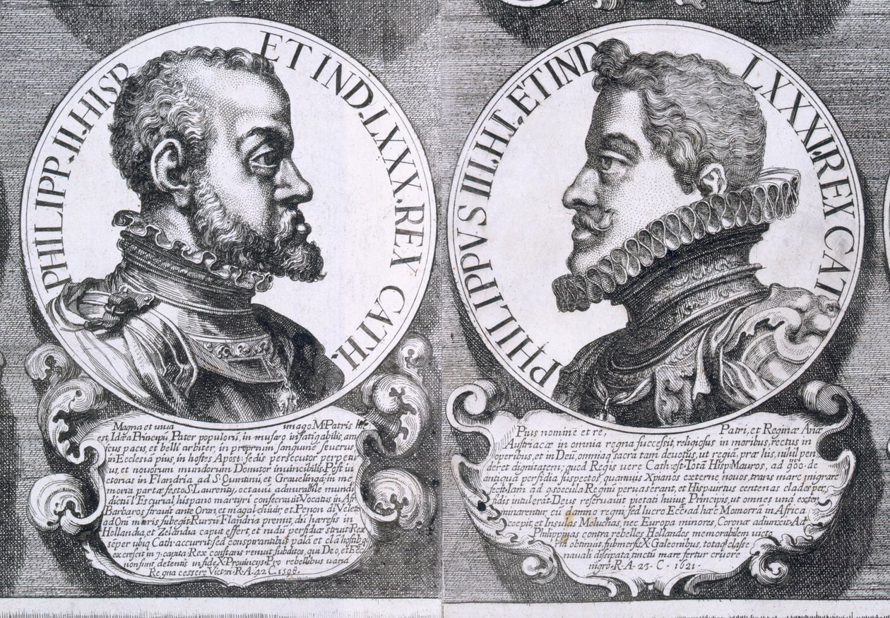 Portréty Filipa II. a Filipa III. Španělského (litho) od Unbekannt