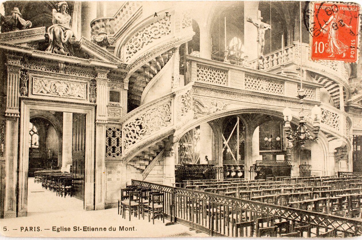 Pohlednice/kostel Saint Etienne du Mont, le jube/Paříž/Seine/Ile de France/Francie od William M. Timlin