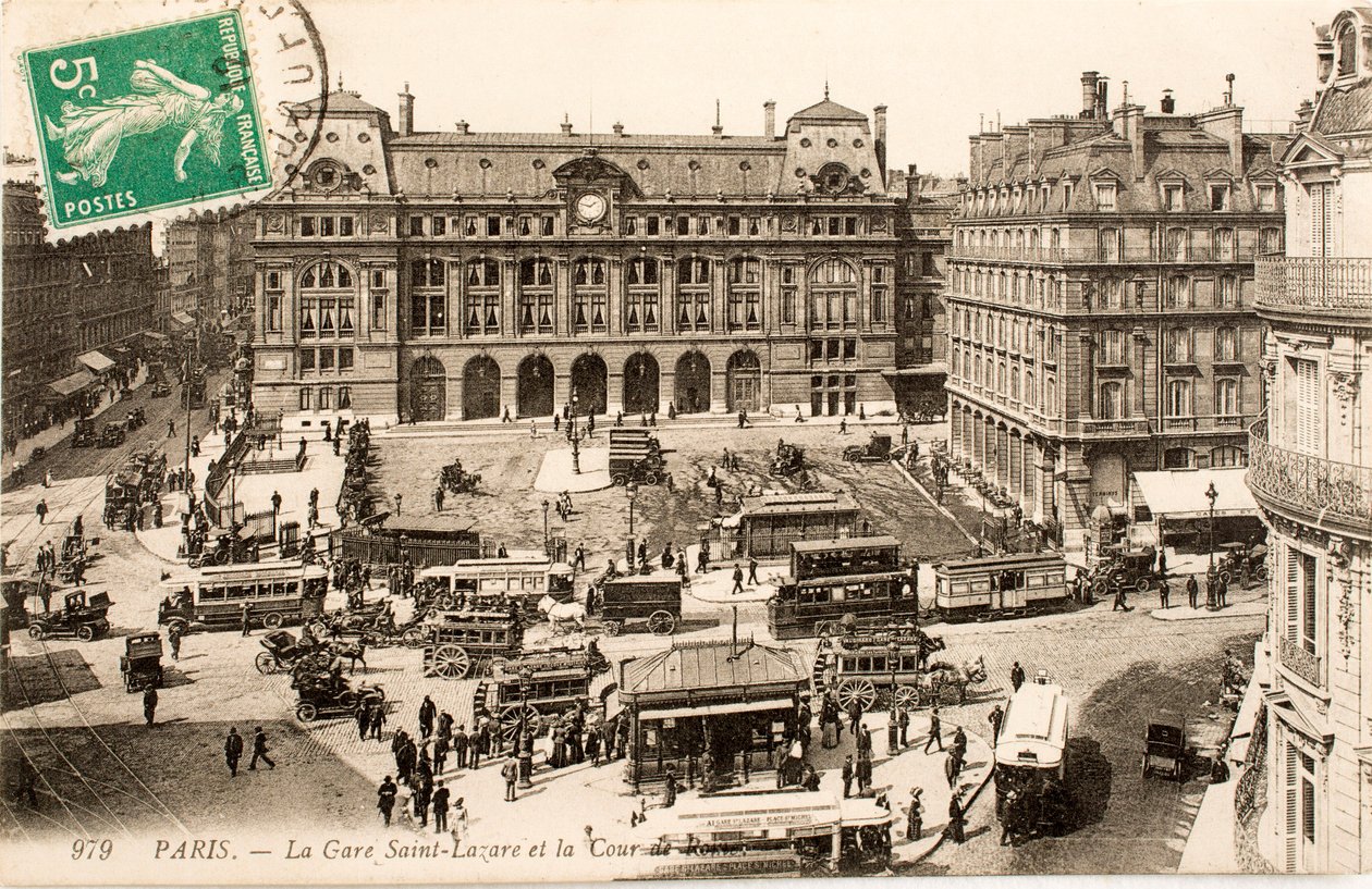 Pohlednice/Gare Saint Lazare/Paříž/Seina/Ile de France/Francie od William M. Timlin