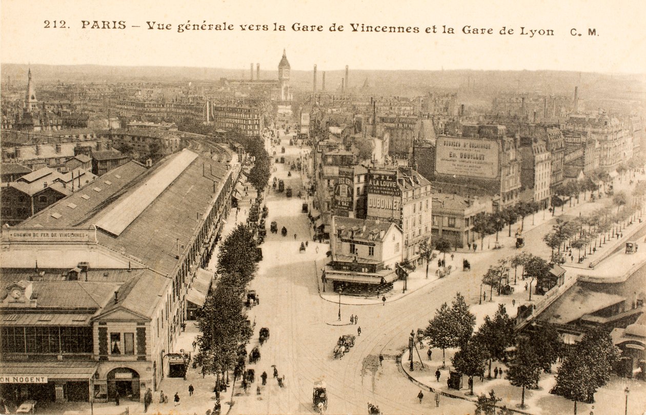 Pohlednice/Gare de Vincennes/Gare de Lyon/Paříž/Seine/Ile de France/Francie od William M. Timlin