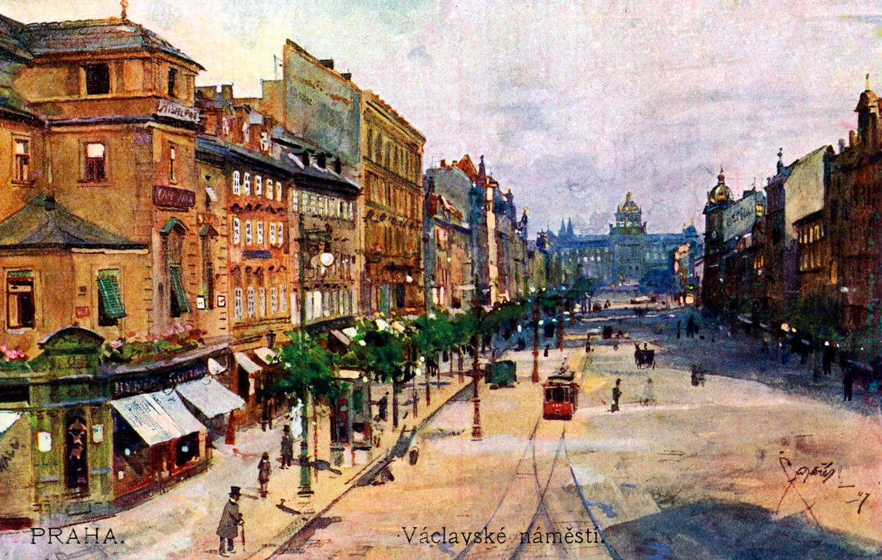 Praha: Václavské náměstí (Václavské náměstí) od Unbekannter Künstler