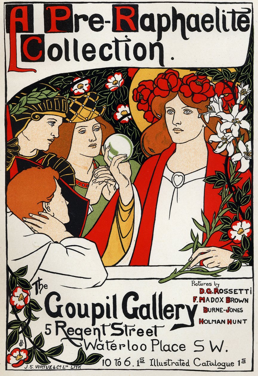 Výstava prerafaelitů v Goupil Gallery, Londýn, asi 1897 (plakát) od Unbekannter Künstler